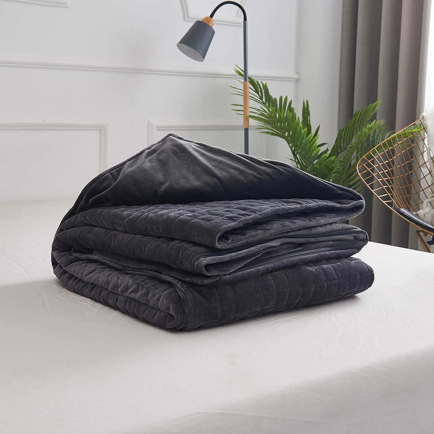 CoolZen™ Cooling Weighted Blanket 20 lbs with Removable Cover — Heavy Blanket for Adults, Calming, & Sleeping — Weighted Comforter with Premium Glass Beads for All Seasons — 60”x80” Queen Bed Size