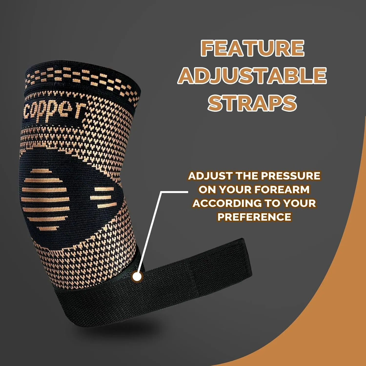Copper Elbow Sleeve,Elbow Compression Sleeve, Elbow Brace For Tendonitis and Tennis Elbow,Golfers, Arthritis, Bursitis. Elbow Pain Relief,Weightlifting, Fit for Men & Women