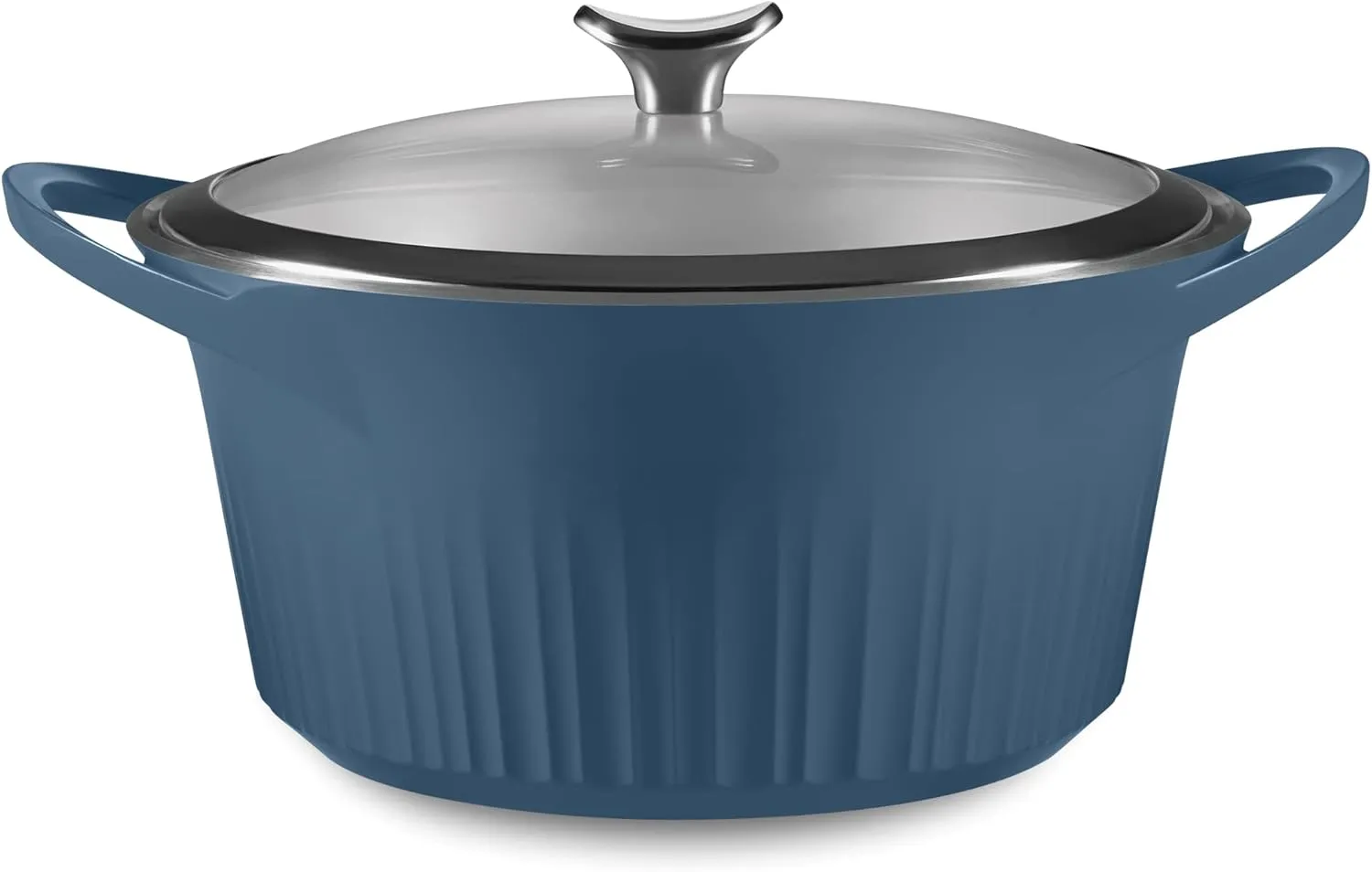 CorningWare, Non-Stick 5.5 Quart QuickHeat Dutch Oven Pot with Lid, Lightweight, Ceramic Non-Stick Interior Coating for Even Heat Cooking, Perfect for Baking, Frying, Searing and More, French Navy
