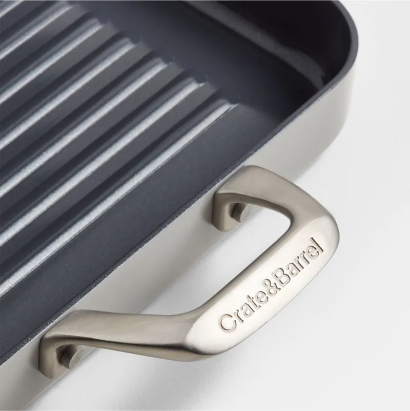 Crate & Barrel EvenCook Ceramic ¬ô Grey Nonstick Double Burner Grill Pan