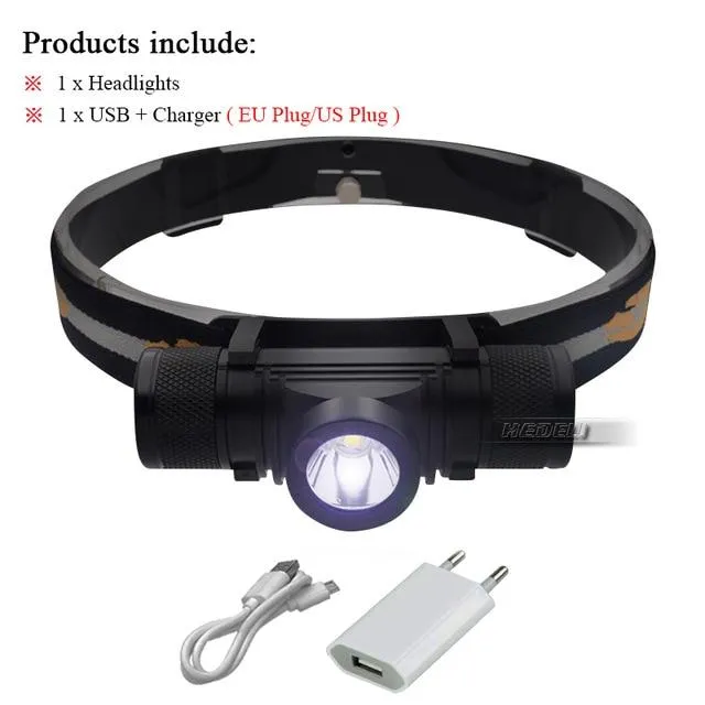 cree xm l2 led headlamp USB headlight  18650 rechargeable battery torch Head flashlight ed head lamp waterproof camping light