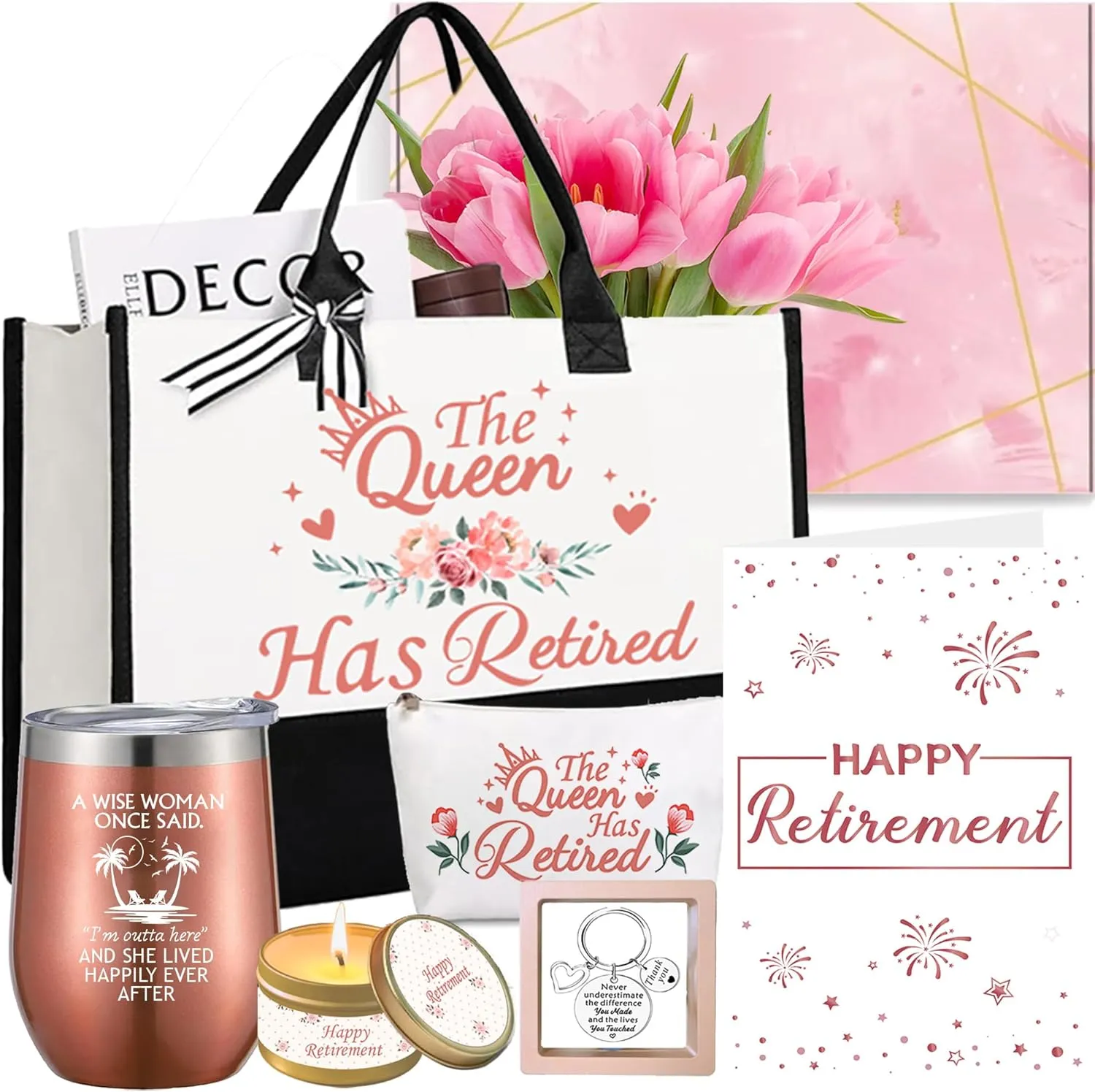 Crenics Retirement Gift for Women, Happy Retirement Gifts for Coworker, Friends, Boss, Teachers, Nurses, Mom, Grandma Retirees, Best Retired Gifts with Tote Bag Set