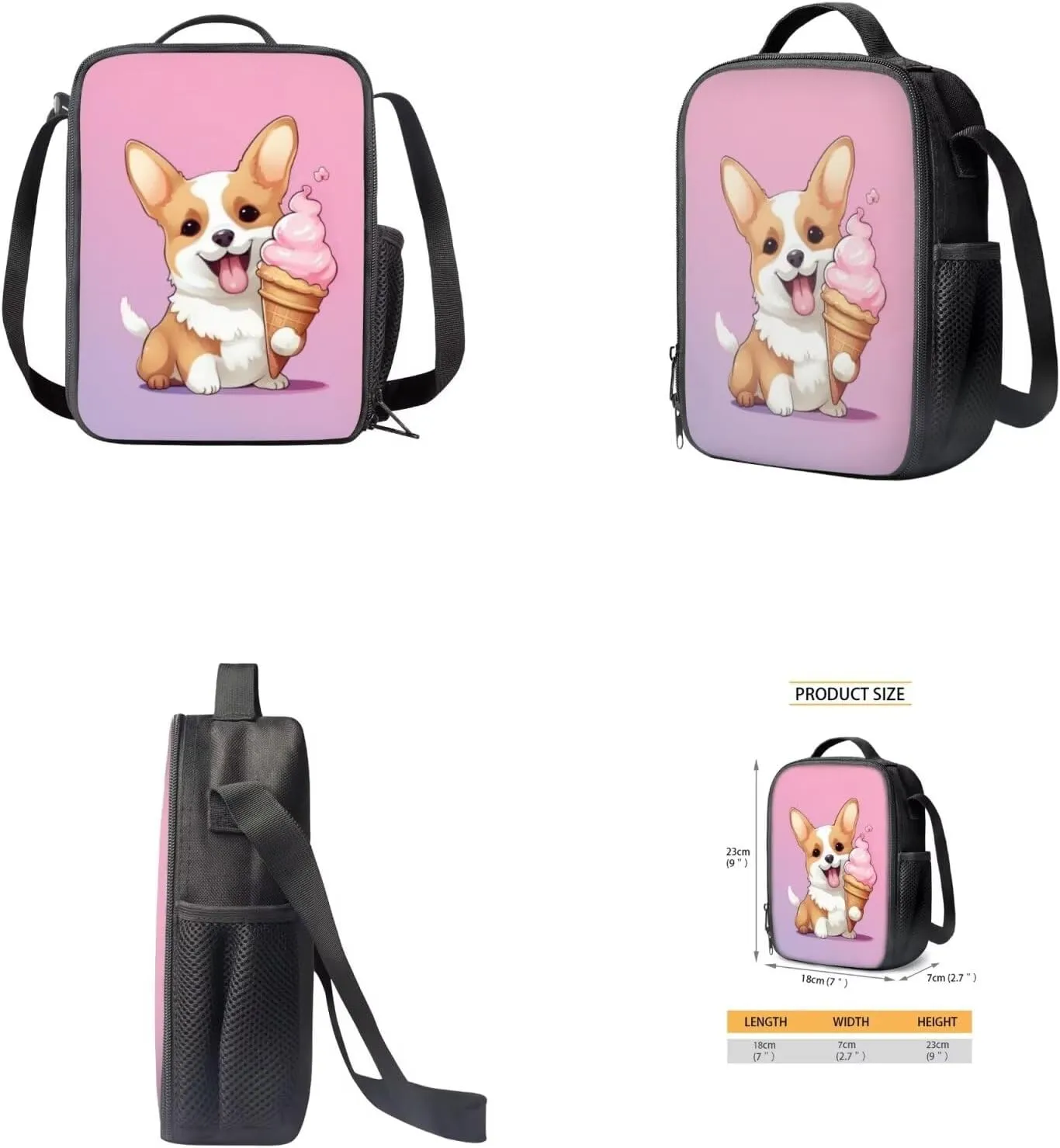Cute Corgi 6Th Grade Backpack for Boys 17 Inch Backpack and Lunch Bag Pencil Case Water Bottle Sleeve Set for Girls Ideal for Students Go To School Extracurricular Activities