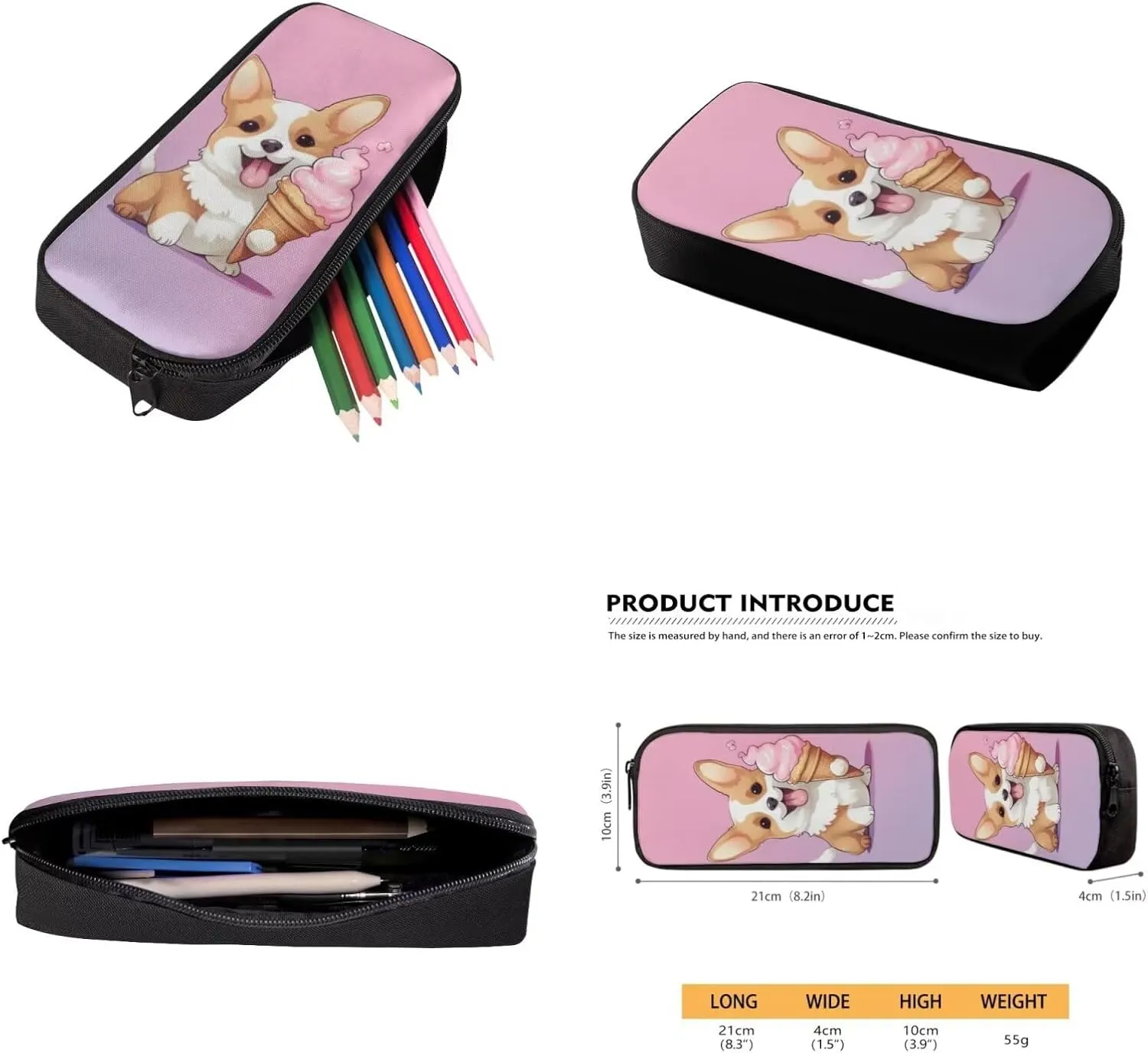 Cute Corgi 6Th Grade Backpack for Boys 17 Inch Backpack and Lunch Bag Pencil Case Water Bottle Sleeve Set for Girls Ideal for Students Go To School Extracurricular Activities