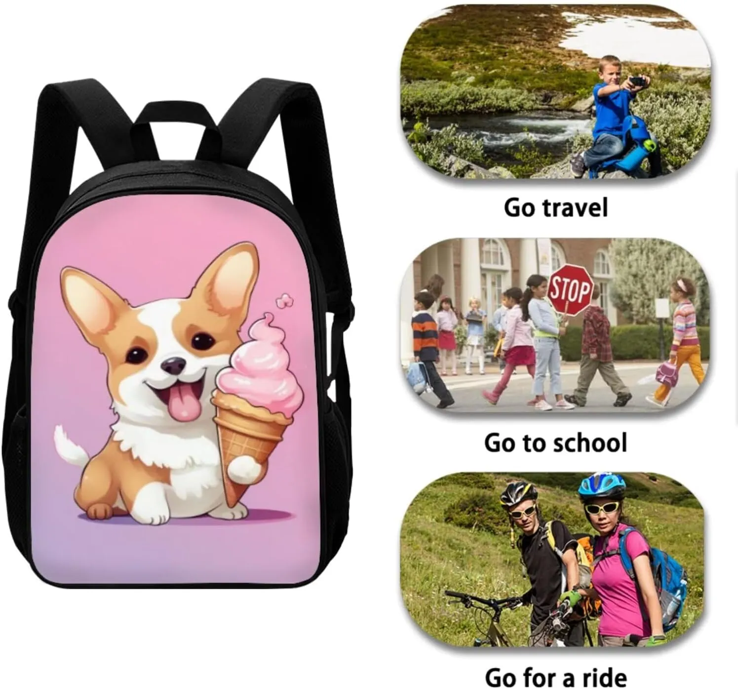 Cute Corgi 6Th Grade Backpack for Boys 17 Inch Backpack and Lunch Bag Pencil Case Water Bottle Sleeve Set for Girls Ideal for Students Go To School Extracurricular Activities
