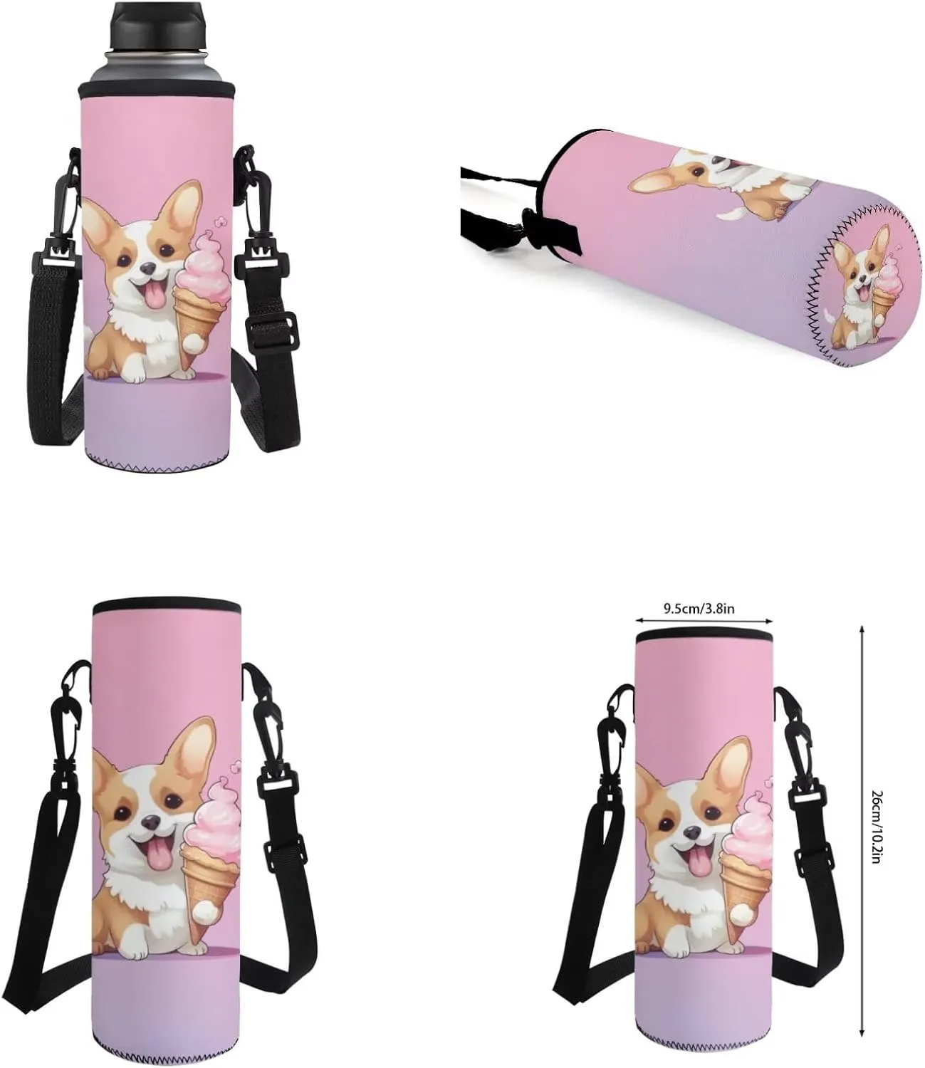 Cute Corgi 6Th Grade Backpack for Boys 17 Inch Backpack and Lunch Bag Pencil Case Water Bottle Sleeve Set for Girls Ideal for Students Go To School Extracurricular Activities