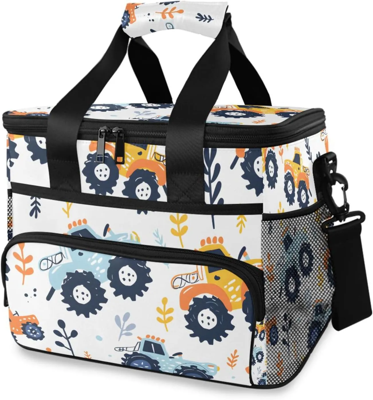 Cute Monster Truck Childish Cooler Bag Insulated Cooler Soft Sided Cooler 24 Can Portable Picnic Bag Large Leakproof Lunch Bag Box for Beach Grocery Camping Travel Car Men Women