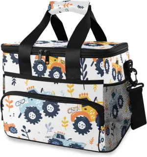 Cute Monster Truck Childish Cooler Bag Insulated Cooler Soft Sided Cooler 24 Can Portable Picnic Bag Large Leakproof Lunch Bag Box for Beach Grocery Camping Travel Car Men Women
