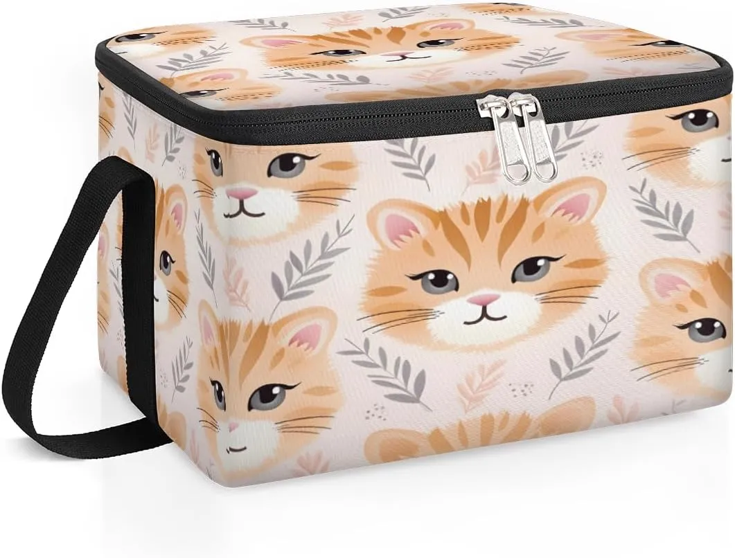 Cute Tiger Insulated Lunch Box Men Women Infancy Tiger Lunch Bag Tote Leakproof Large Lunch Cooler Bag Portable Lunchbox Lunch Carrier for Travel Picnic Beach