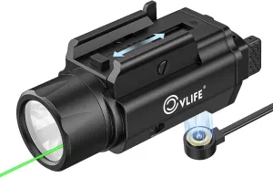 CVLIFE 1500 Lumens Laser Light Combo for Pistol, Strobe & Memory Function for Green Laser Light Combo and Picatinny Flashlight with Adjustable Rail Magnetic Rechargeable Compact Tactical Flashlight