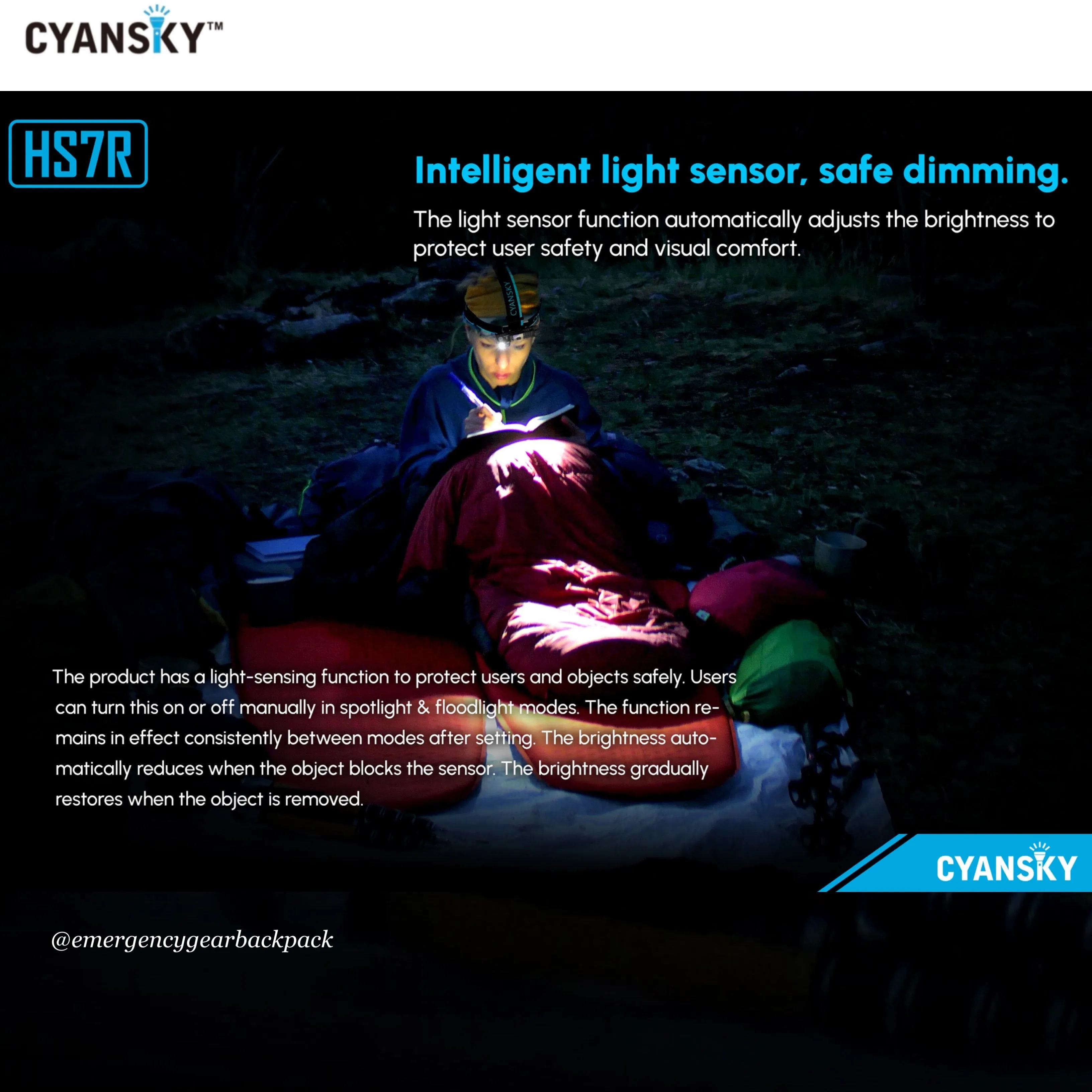 Cyansky HS7R Multifunctional Rechargeable L-shaped Headlamp Updated Version