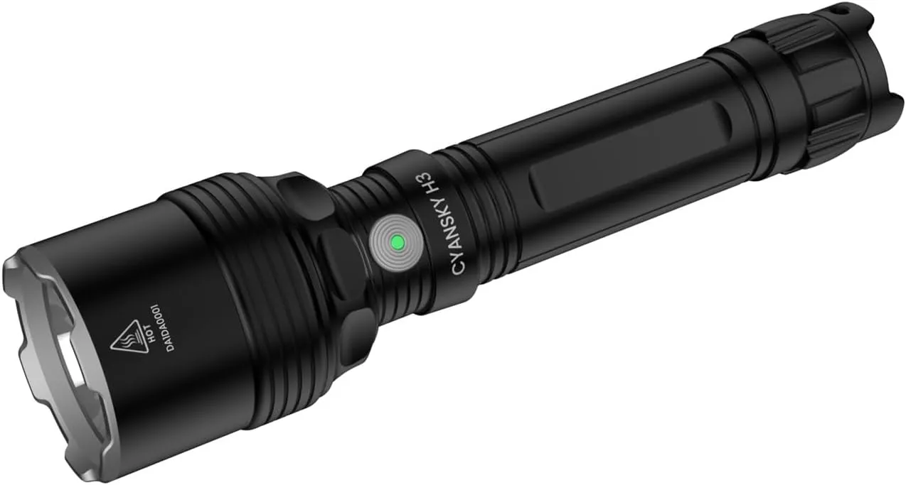 CYANSKY Rechargeable Flashlights High Lumens,l400 Lumen & 350 Meters Super Bright,Magnetic EDC Flashlight, IP68 Waterproof,Flash Lights for Emergency,Camping,Search and Rescue(S7R) (S7R) (h3)