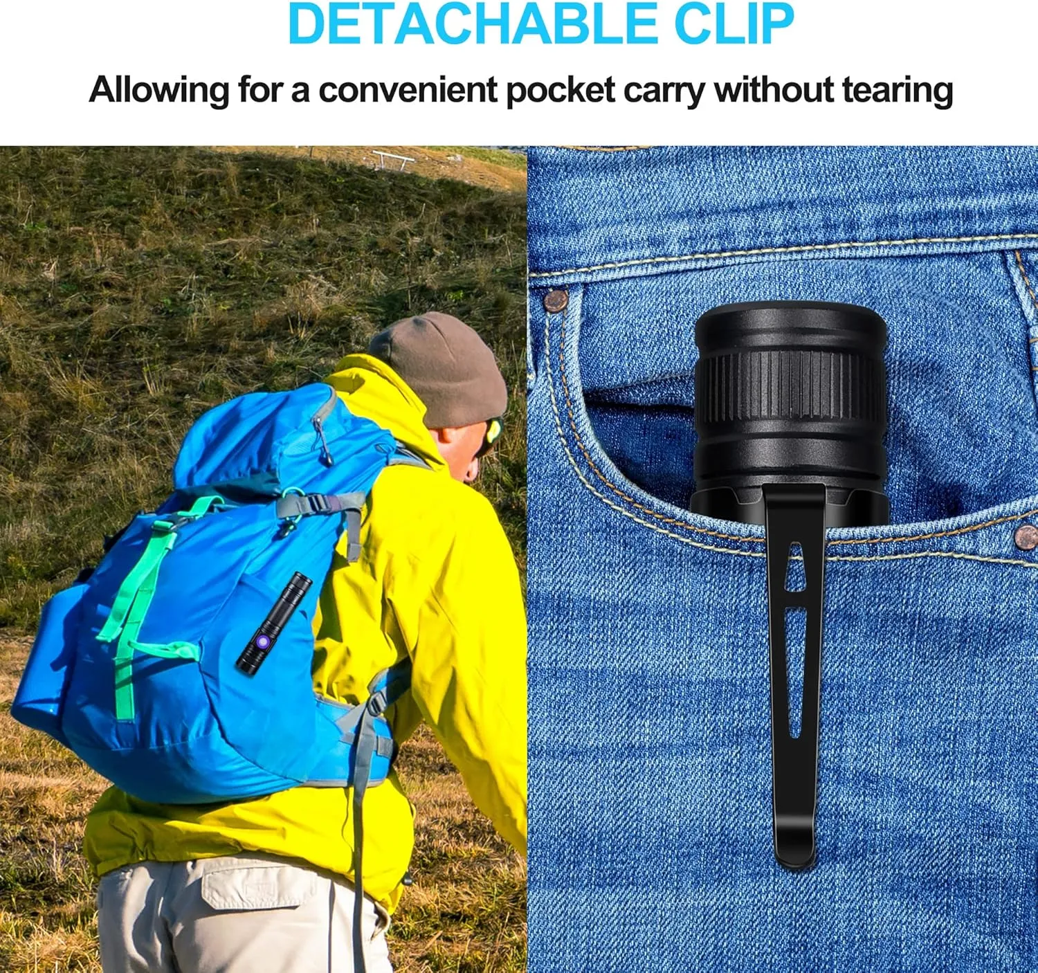 DARKBEAM LED Flashlights Rechargeable USB 2000 High Lumens, Small and Bright Pocket Flashlight, Zoomable Water Resistant Handheld Flash Light for Camping, Outdoor, Emergency with Battery, 2 Pack