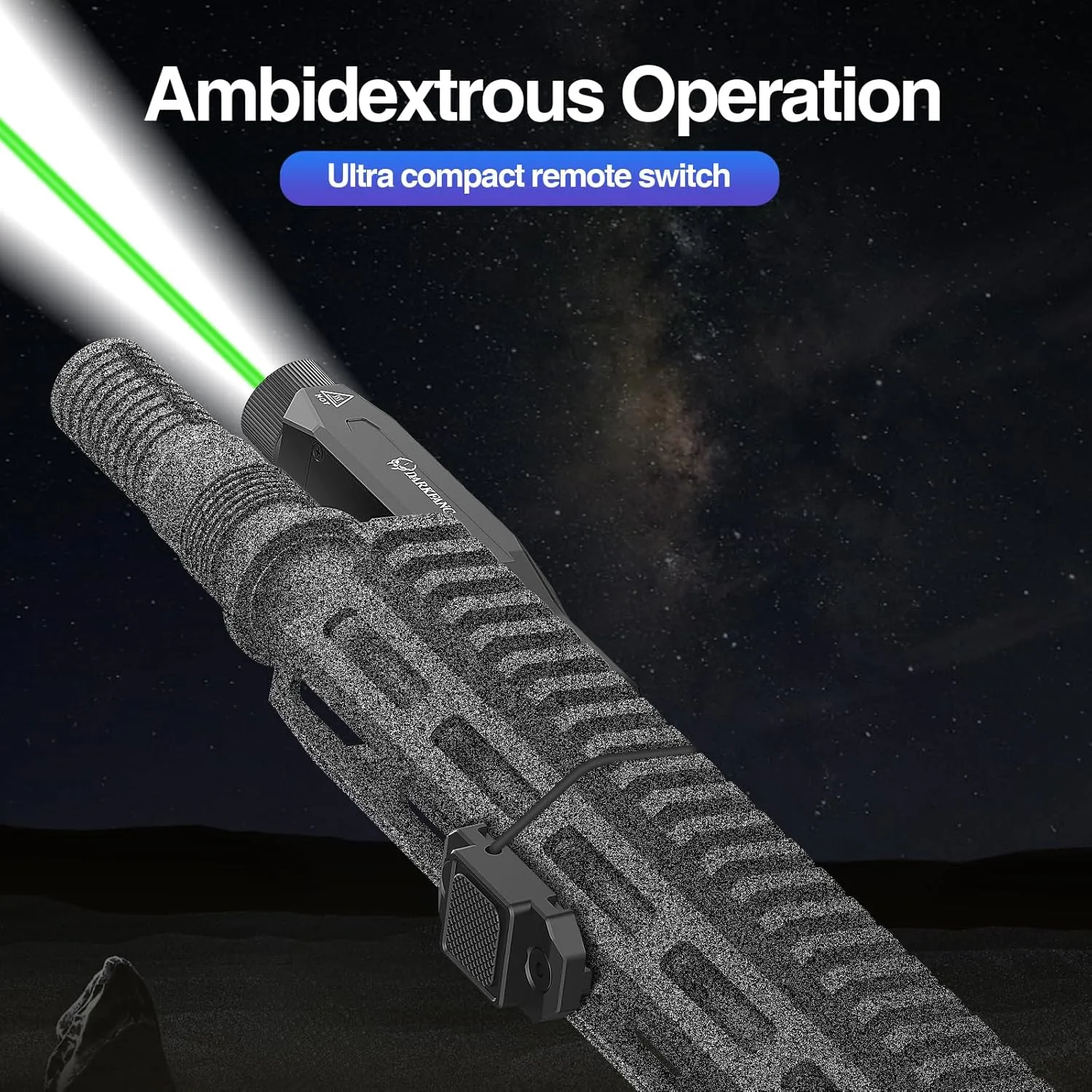 DARKFANG Mlok and Picatinny Flashlight and Laser Combo for Rifle, 1450 Lumen Weapon Light with Removeable Pressure Switch