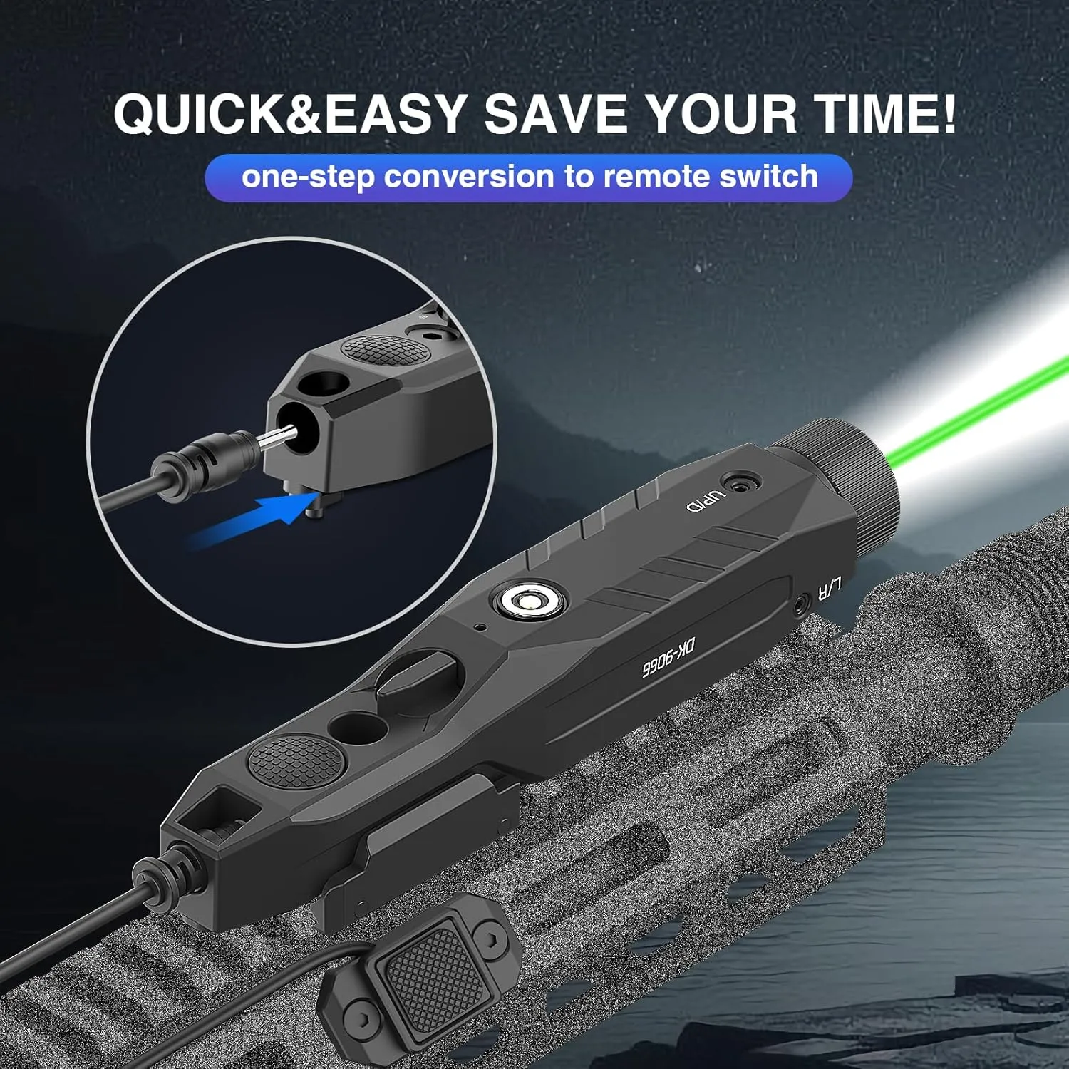 DARKFANG Mlok and Picatinny Flashlight and Laser Combo for Rifle, 1450 Lumen Weapon Light with Removeable Pressure Switch