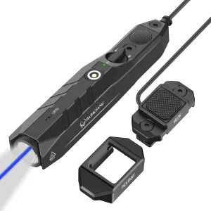 DARKFANG Tactical Flashlight and Blue Laser Combo for Rifle, 1450 Lumen Weapon Light with Removeable Pressure Switch for Mlok Rail