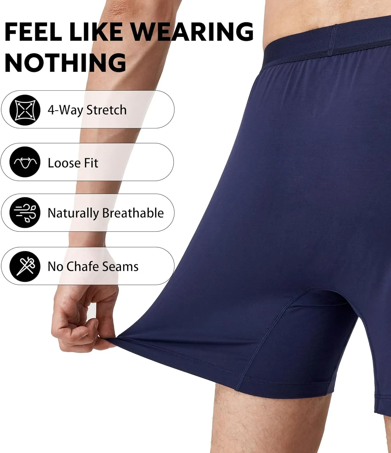 DAVID ARCHY Micro Modal Underwear Soft Mens Boxer Shorts Loose Breathable Boxers for Men Pack