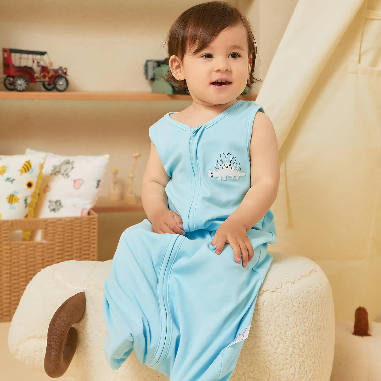 DaysU Cotton Baby Sleep Sack, Baby Sleeping Bag with Two-Way Zipper, 0.5 TOG Wearable Blanket for Newborn Baby Boys and Girls