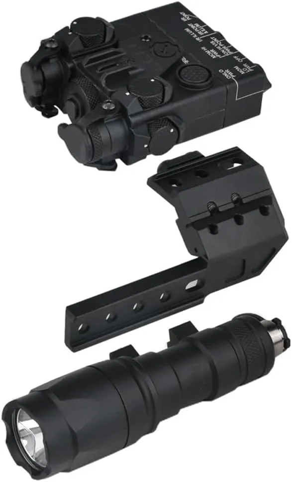 DBA2 Box Aiming Laser Sight Indicator(IR/Red/Green/Blue Laser & White LED Flashlight)   M300A Flashlight   AX Dual Wire Pressure Switch (SF 2.5)   Offset Left Scout Mount for M&K SMR Rail, Black