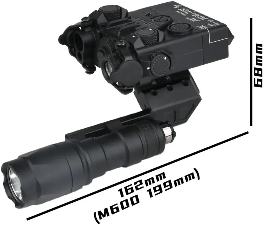 DBA2 Box Aiming Laser Sight Indicator(IR/Red/Green/Blue Laser & White LED Flashlight)   M300A Flashlight   AX Dual Wire Pressure Switch (SF 2.5)   Offset Left Scout Mount for M&K SMR Rail, Black