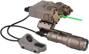 DBA2 Box Aiming Laser Sight Indicator(IR/Red/Green/Blue Laser & White LED Flashlight)   M300A Flashlight   AX Dual Wire Pressure Switch (SF 2.5)   Offset Left Scout Mount for M&K SMR Rail, Tan