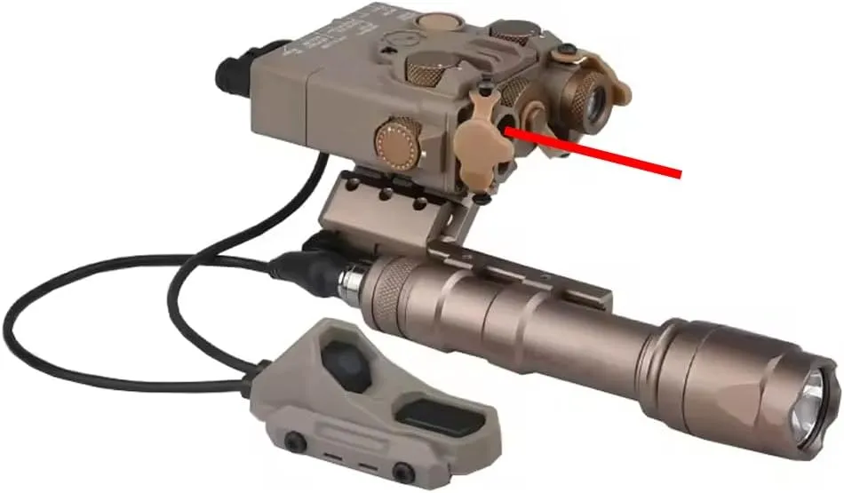 DBA2 Box Aiming Laser Sight Indicator(IR/Red/Green/Blue Laser & White LED Flashlight)   M600C Flashlight   AX Dual Wire Pressure Switch (SF 2.5)   Offset Left Scout Mount for M&K SMR Rail, Tan