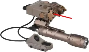 DBA2 Box Aiming Laser Sight Indicator(IR/Red/Green/Blue Laser & White LED Flashlight)   M600C Flashlight   AX Dual Wire Pressure Switch (SF 2.5)   Offset Left Scout Mount for M&K SMR Rail, Tan