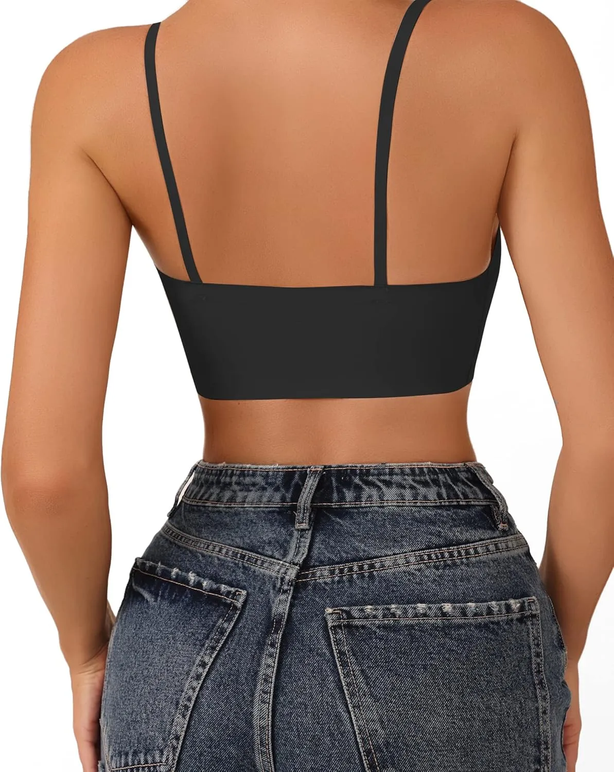 DEANGELMON V Neck Bra Padded Seamless Adjustable Straps Bralettes Everyday Basic Sleeping Bras Multiple Pack