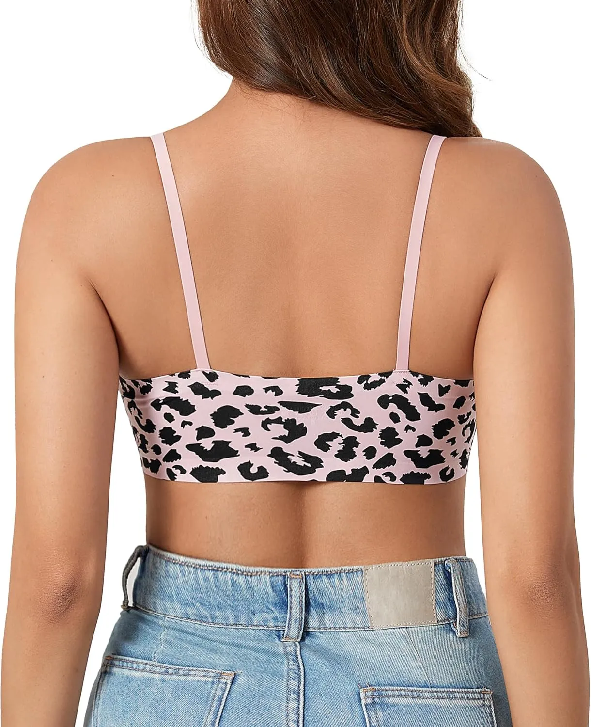 DEANGELMON V Neck Bra Padded Seamless Adjustable Straps Bralettes Everyday Basic Sleeping Bras Multiple Pack