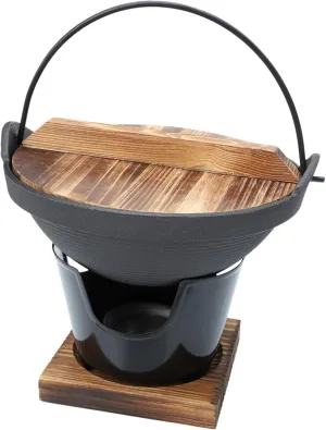 DECHOUS 1set Japanese Style Cast Iron Sukiyaki Hot Pot Soup Pot for Home Cooking for Camping and Outdoor Use and Energy-saving Design