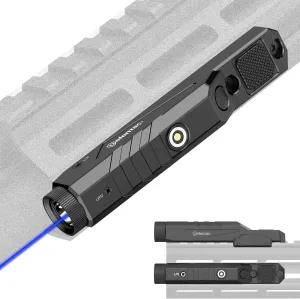 DEFENTAC 1600 Lumens Blue Laser Light Combo Compatible with Picanny/M-Lok Rail, Low Profile Tactical Rifle Laser Sight with Momentary and Strobe, Built-in Pressure Switch, Rechargeable