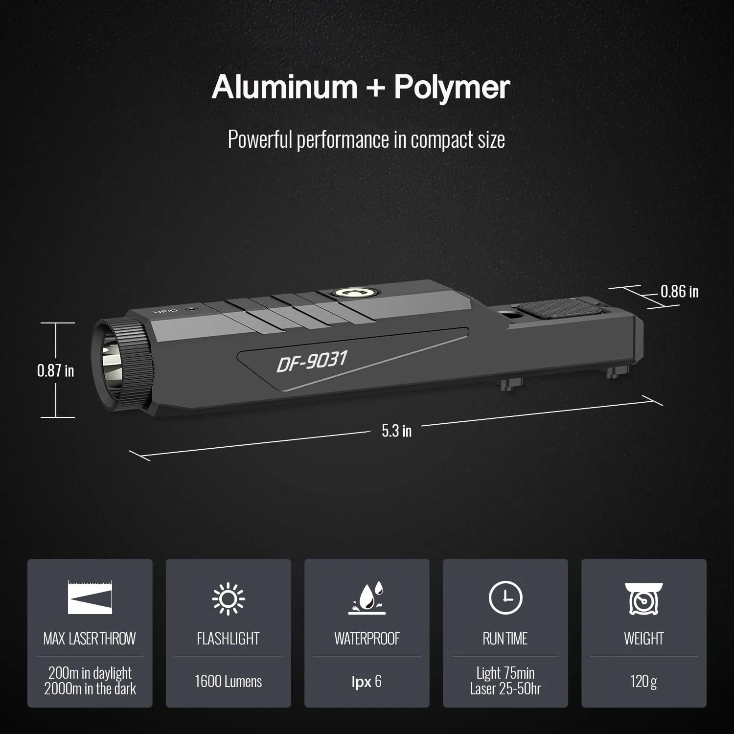 DEFENTAC 1600 Lumens Green Laser Light Combo is Compatible with MLok/Picatinny Rail for Rifle, Weapon Light with Momentary and Strobe, Rechargeable