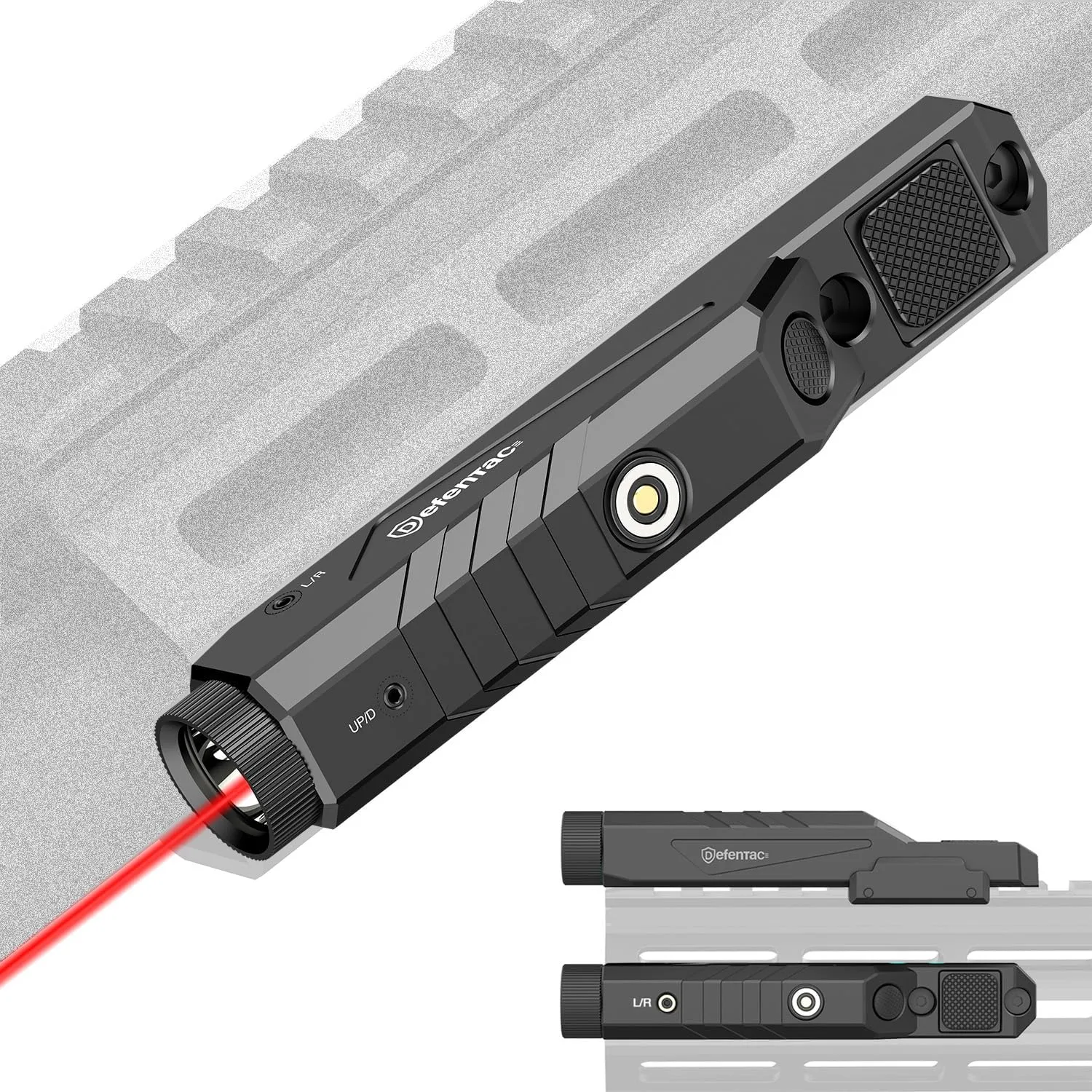 DEFENTAC 1600 Lumens Red Laser Light Combo Compatible with Picatinny/M-Lok Rail, Low Profile Tactical Rifle Laser Sight with Momentary and Strobe, Built-in Pressure Switch, Rechargeable