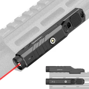 DEFENTAC 1600 Lumens Red Laser Light Combo Compatible with Picatinny/M-Lok Rail, Low Profile Tactical Rifle Laser Sight with Momentary and Strobe, Built-in Pressure Switch, Rechargeable