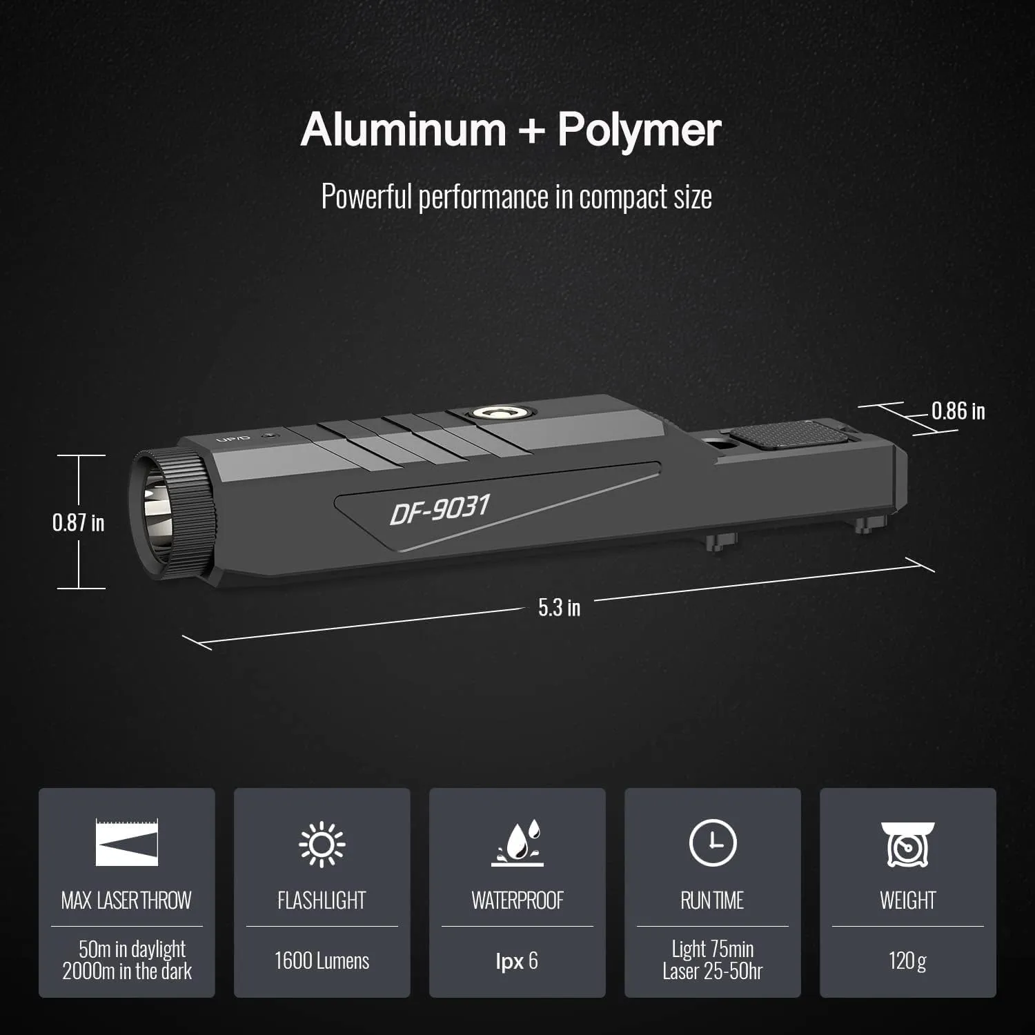 DEFENTAC 1600 Lumens Red Laser Light Combo Compatible with Picatinny/M-Lok Rail, Low Profile Tactical Rifle Laser Sight with Momentary and Strobe, Built-in Pressure Switch, Rechargeable
