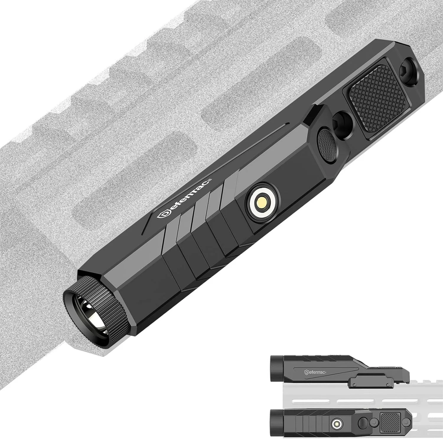 DEFENTAC 1600 Lumens Tactical Flashlight with Momentary and Strobe for Rifle, Weapon Light with Built-in Pressure Switch Compatible with M-Lok Rail Surface, Magnetic Rechargeable