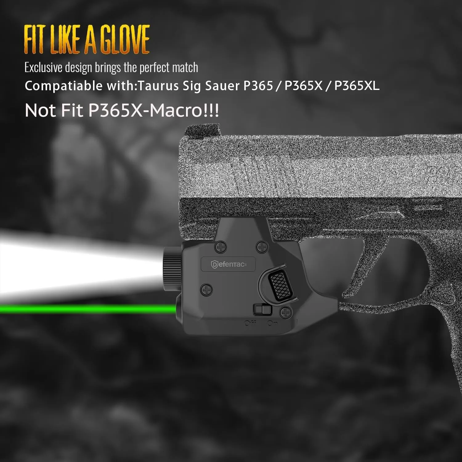 Defentac Combo is Compatible with P365/ X/XL (No X-Macro)/ M&P Shield & Plus 9mm/.40 (No EZ) / Standard Pic-Rail, Red/Green/Blue, Rechargeable