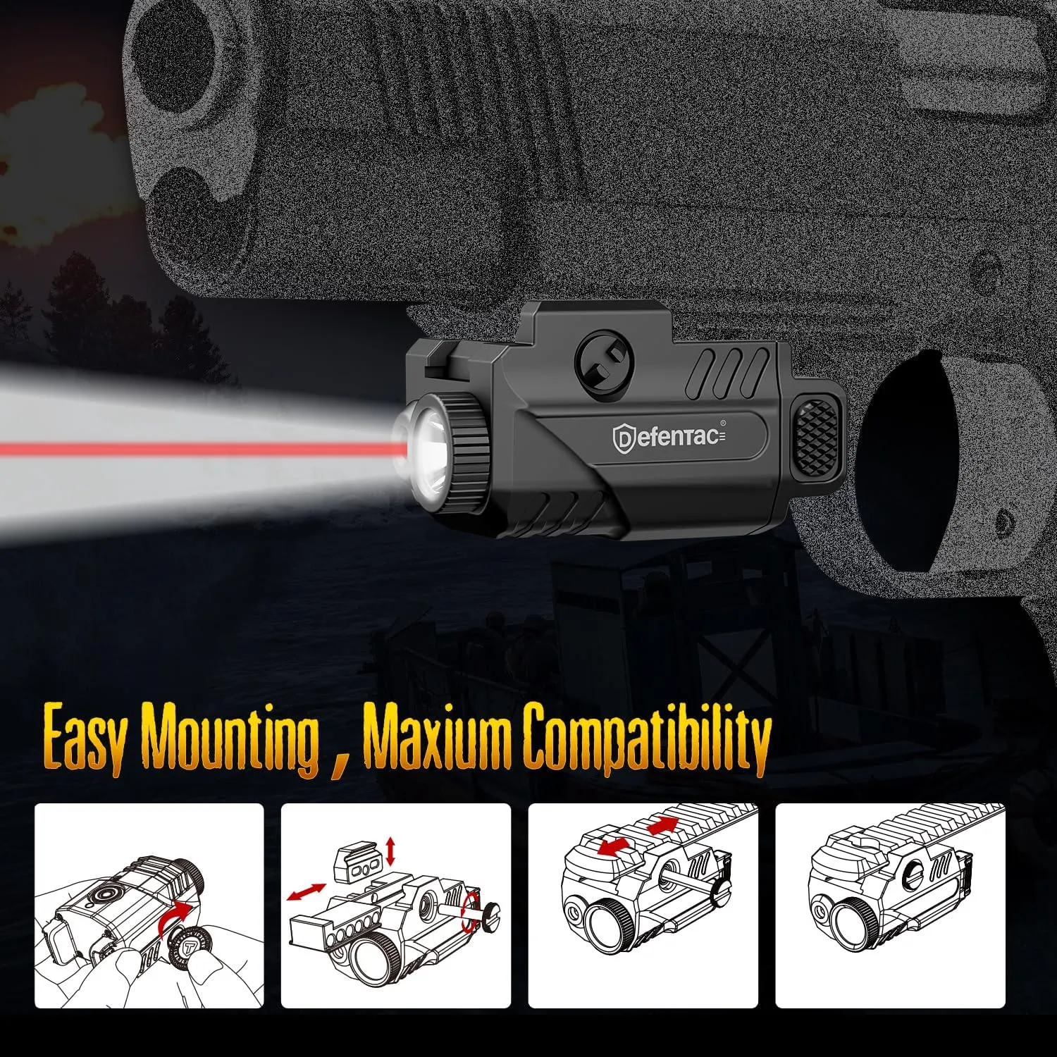 Defentac Combo is Compatible with P365/ X/XL (No X-Macro)/ M&P Shield & Plus 9mm/.40 (No EZ) / Standard Pic-Rail, Red/Green/Blue, Rechargeable