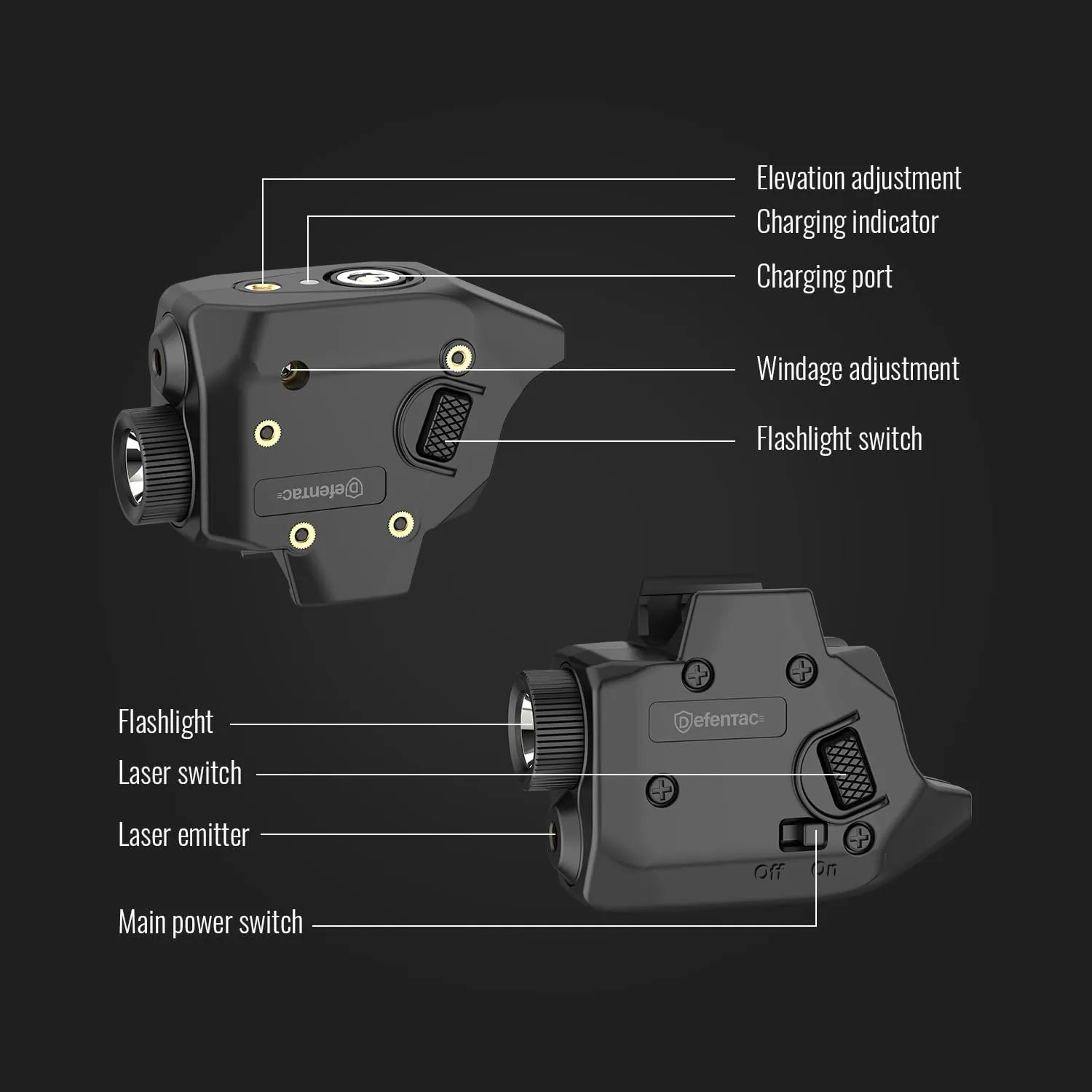 Defentac Combo is Compatible with P365/ X/XL (No X-Macro)/ M&P Shield & Plus 9mm/.40 (No EZ) / Standard Pic-Rail, Red/Green/Blue, Rechargeable