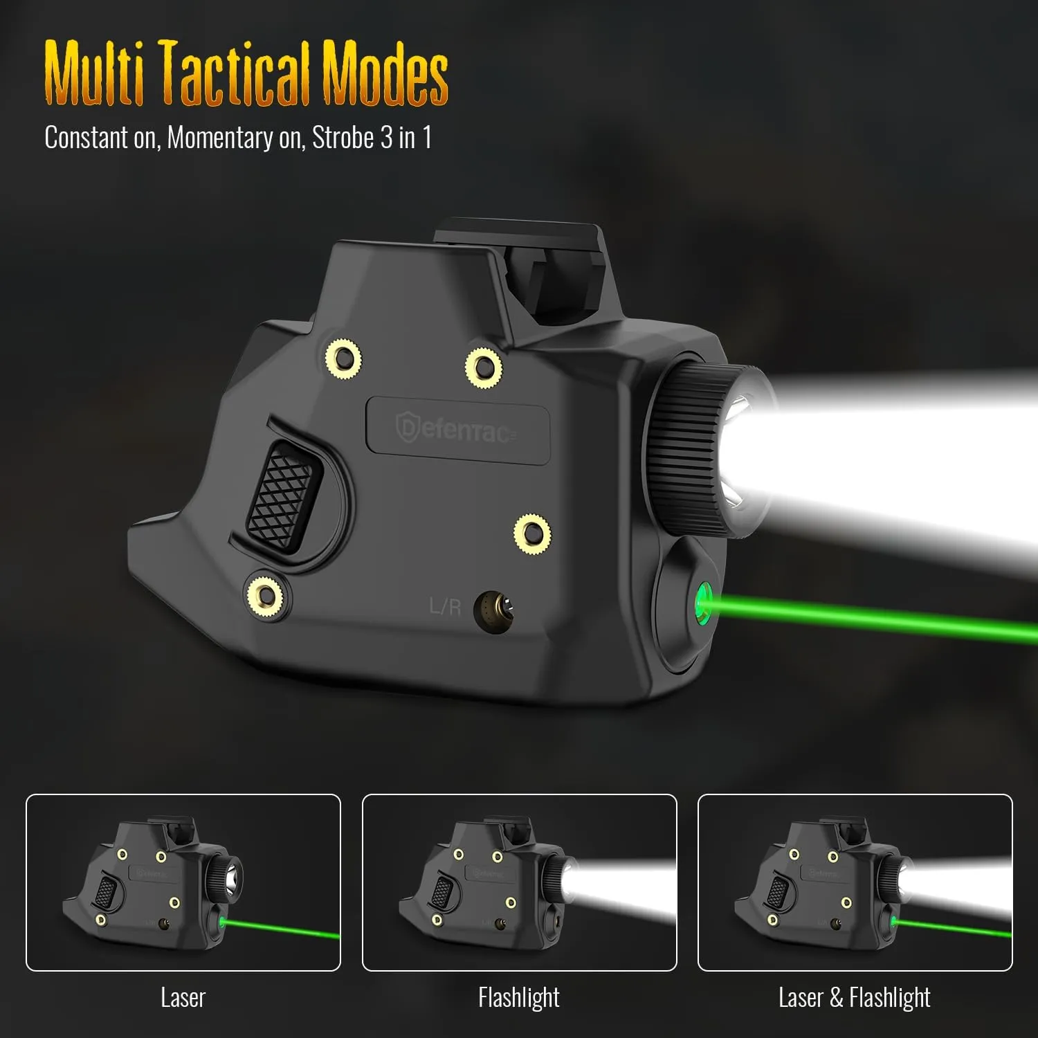 Defentac Combo is Compatible with P365/ X/XL (No X-Macro)/ M&P Shield & Plus 9mm/.40 (No EZ) / Standard Pic-Rail, Red/Green/Blue, Rechargeable