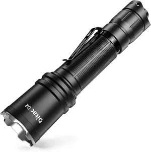 Ditac D2 Tactical Flashlight Dual Switch,1300 High Lumen Bright Led Handheld Flashlights Rechargeable with 3 Gear Adjustable Light & Strobe, Pocket Flashlight IPX8 Waterproof for Outdoor,Camping