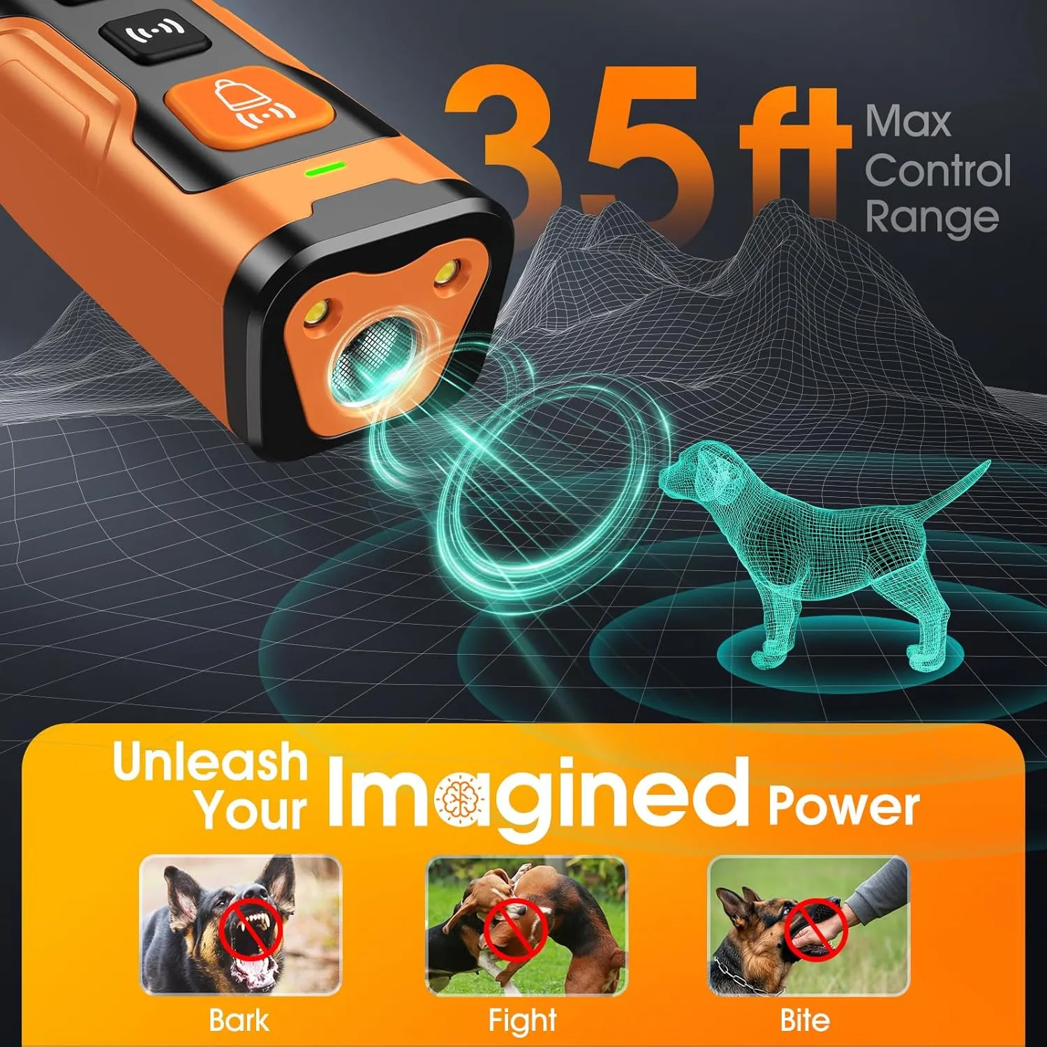 Dog Bark Deterrent Devices for Own or Neighbor's Dog Ultrasonic Dog Training Device Safe & Effective Portable Anti Barking Device for Dogs Indoor Outdoor Use Orange
