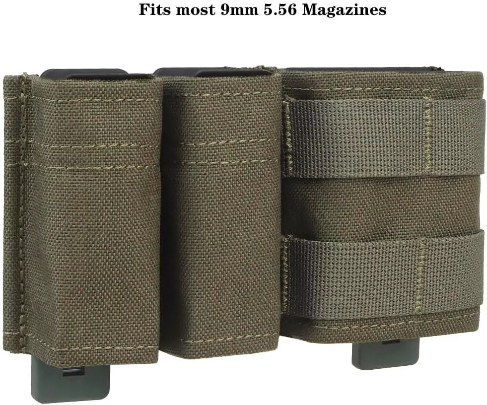 Double 9mm MOLLE Magazine Pouch 5.56 Mag Pouch Set with Quick Release Insert Clip for Tactical Vest