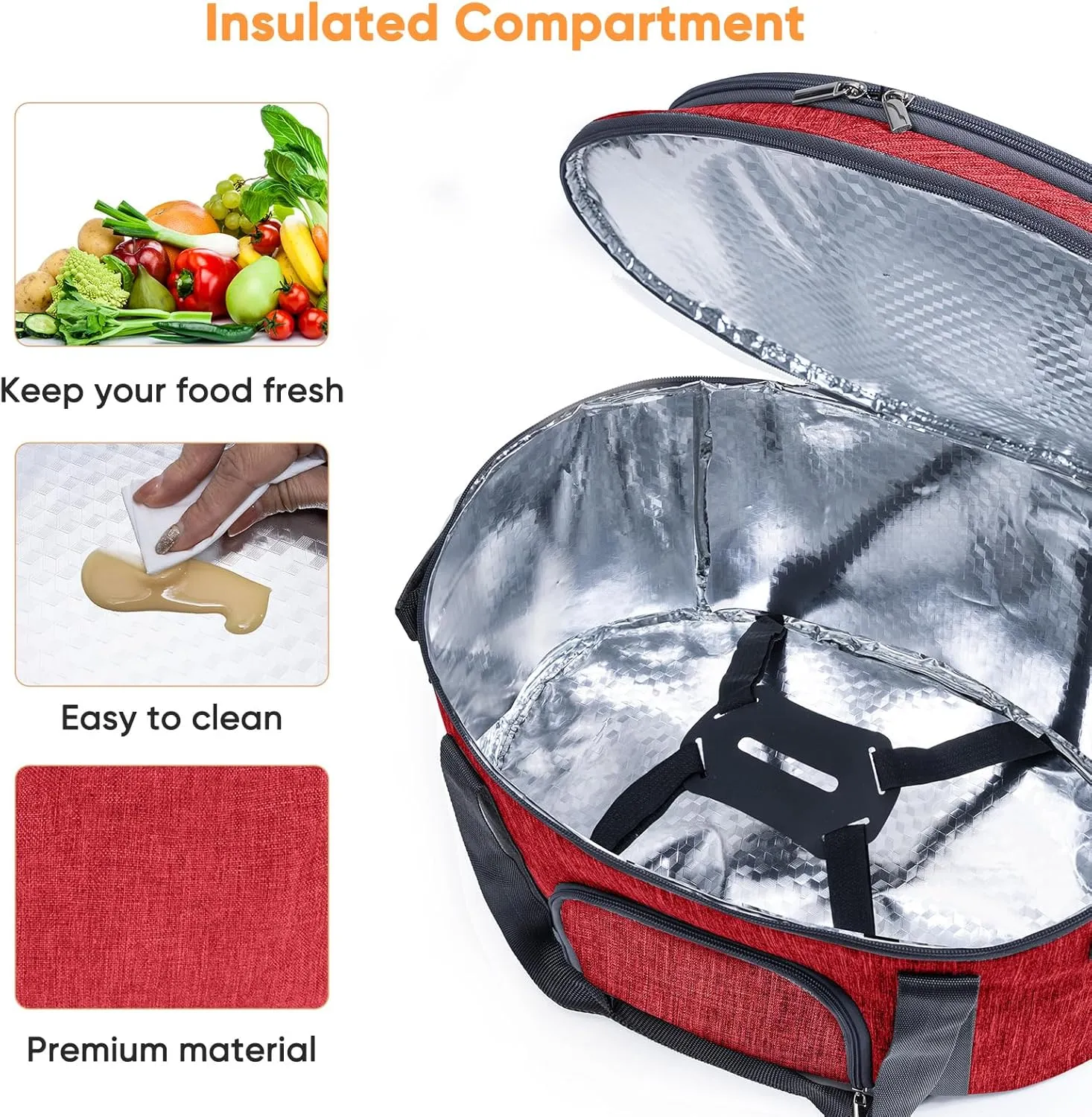 Double-Layer Slow Cooker Carrying Bag for 6-8 Quart CrockPot and Hamlton Beach Slow Cooker, Travel Bag with Lid Fastener for Crock-pot, Portable Carrier Case Slow Cooker Bag with See-thought Window
