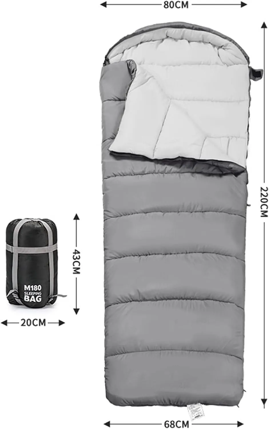 Double Persons Sleeping Bags For Adults with Hooded Anti splashing Breathable and Soft Design, Ideal for Camping,Grey (#4)