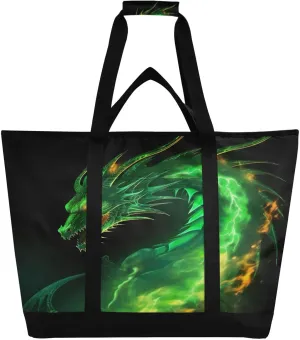 Dragon Reusable Insulated Lunchbox Cooler Bag, Leakproof Kitchen Grocery Bag Collapsible Portable Cooler Tote Bag for Picnic, Camping, Office, Travel