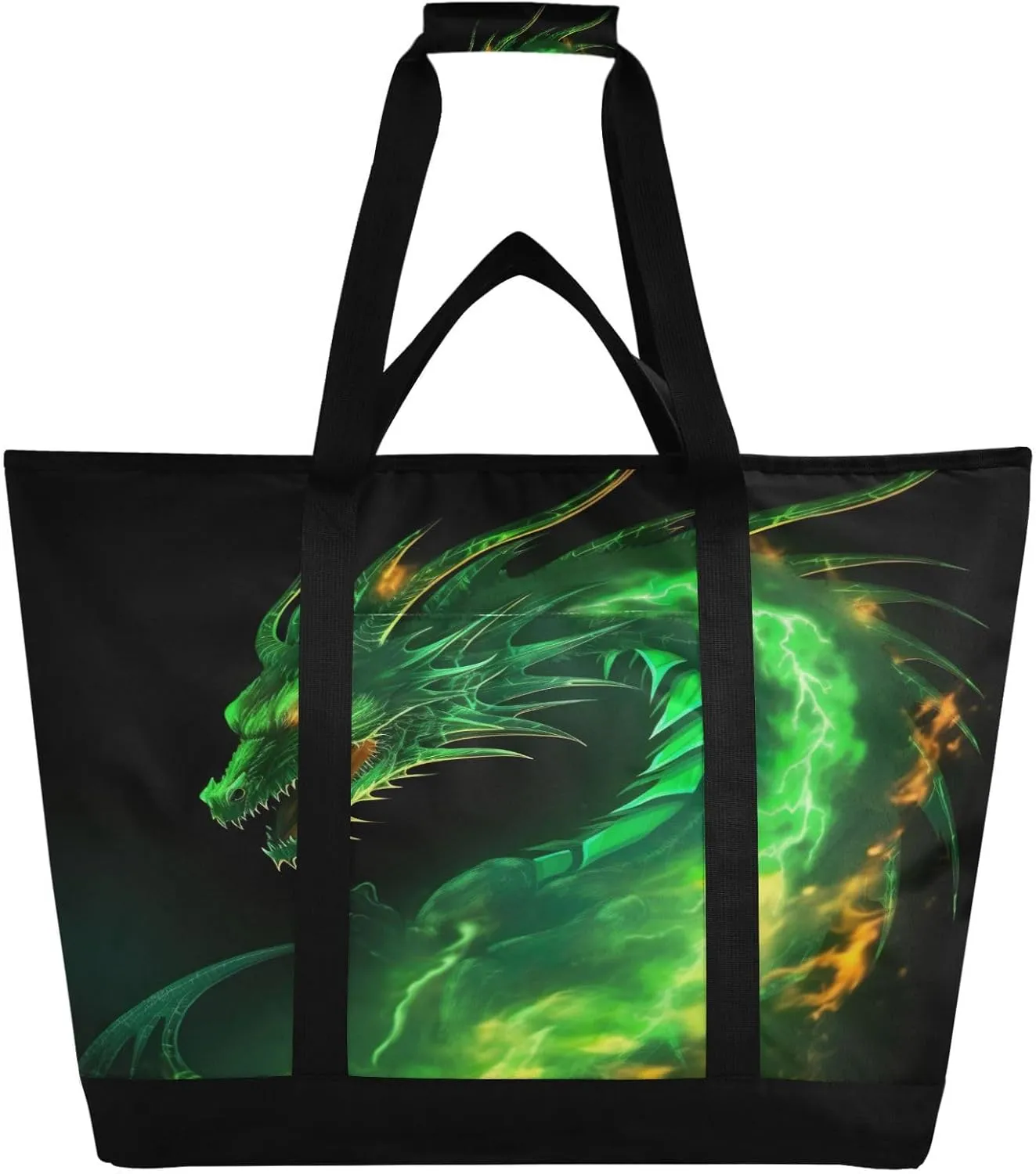 Dragon Reusable Insulated Lunchbox Cooler Bag, Leakproof Kitchen Grocery Bag Collapsible Portable Cooler Tote Bag for Picnic, Camping, Office, Travel