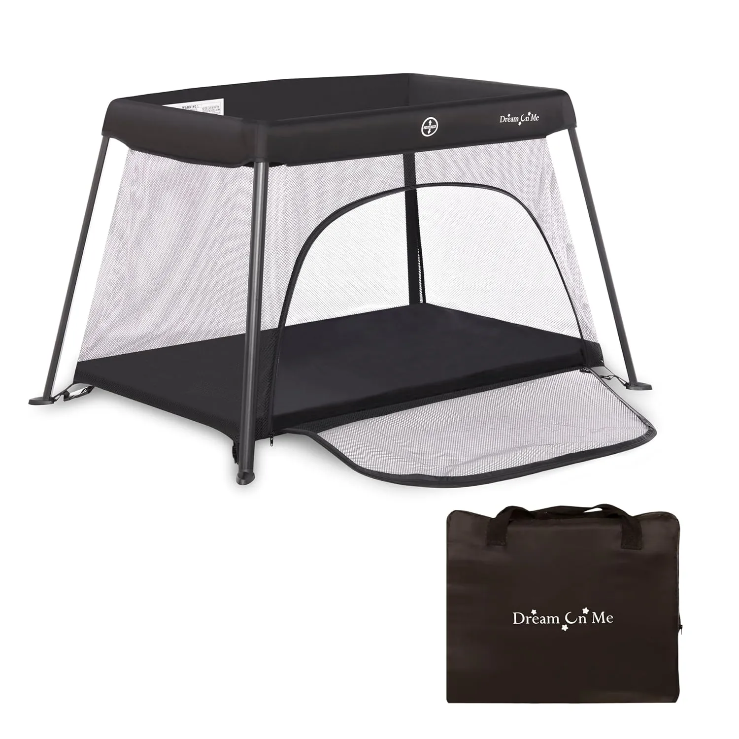 Dream On Me Travel Light Playard with Mesh Zipper Door and Holly 3” Fiber Mini Crib Mattress
