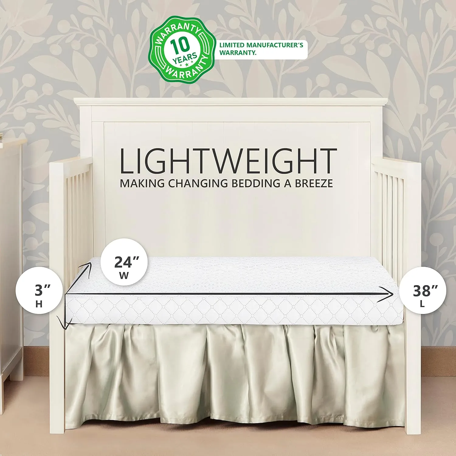 Dream On Me Travel Light Playard with Mesh Zipper Door and Holly 3” Fiber Mini Crib Mattress