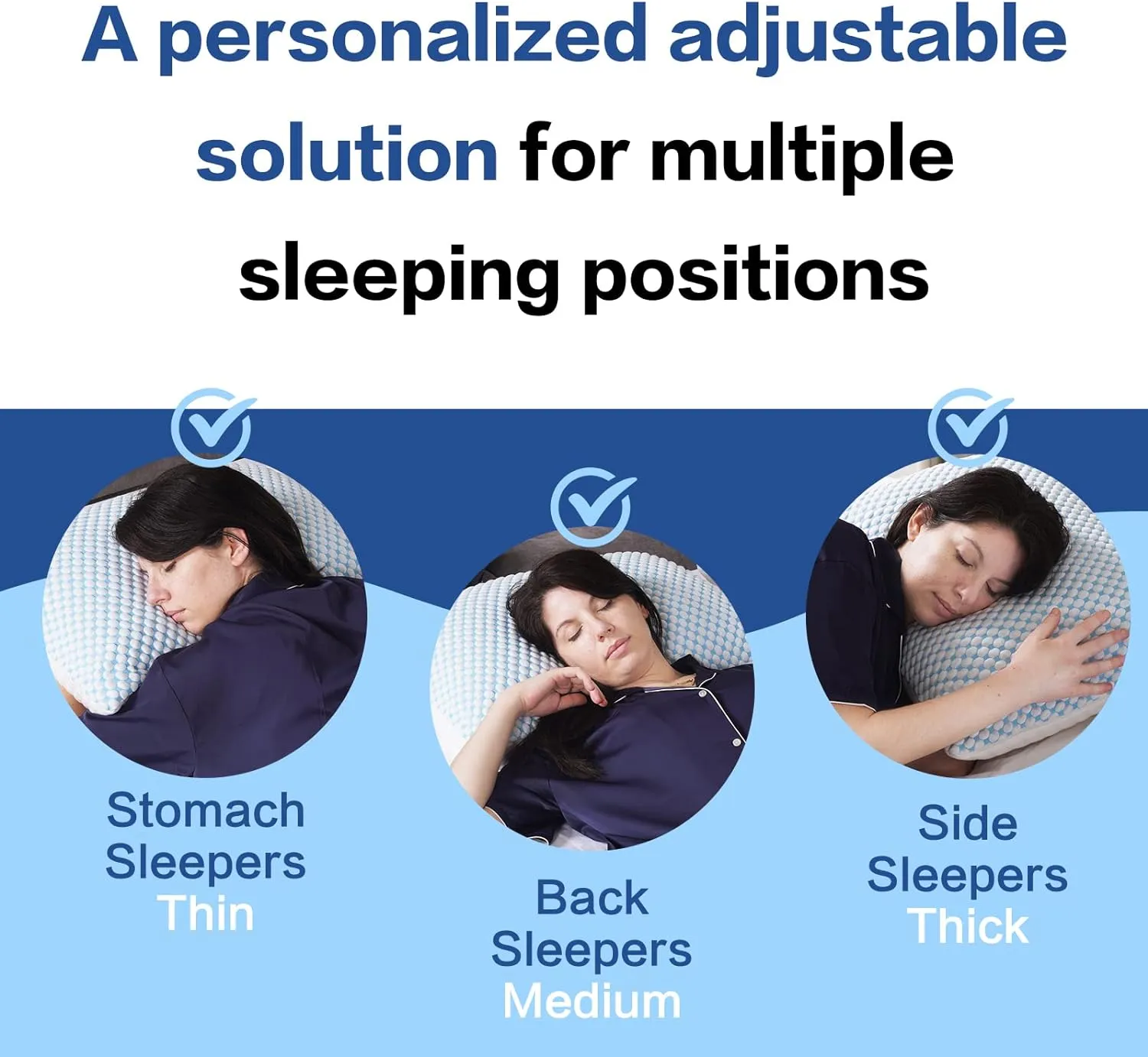 EASELAND Firm Pillow Shredded Memory Foam(Adjustable Loft), Cooling Breathable for Sleeping Queen Size 2 Pack